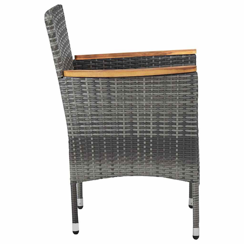 VidaXL Garten-Essstühle 2 Stk. Poly Rattan Grau