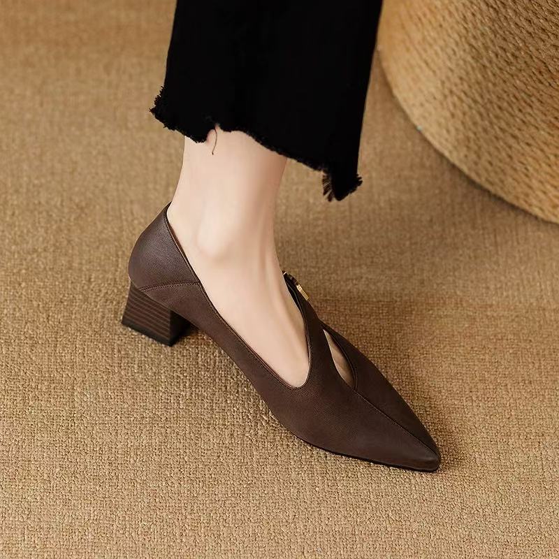 High Heels Mary Janes Shoes Women Pointed Toe Sandals 2025 Trend Summer Sexy Dress Pumps New Chunky Leather Sandalias De Mujer