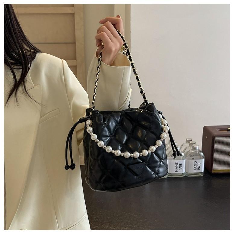IELGY Summer Diamond Embroidered Bucket Bag All-Match Chain Crossbody Bag