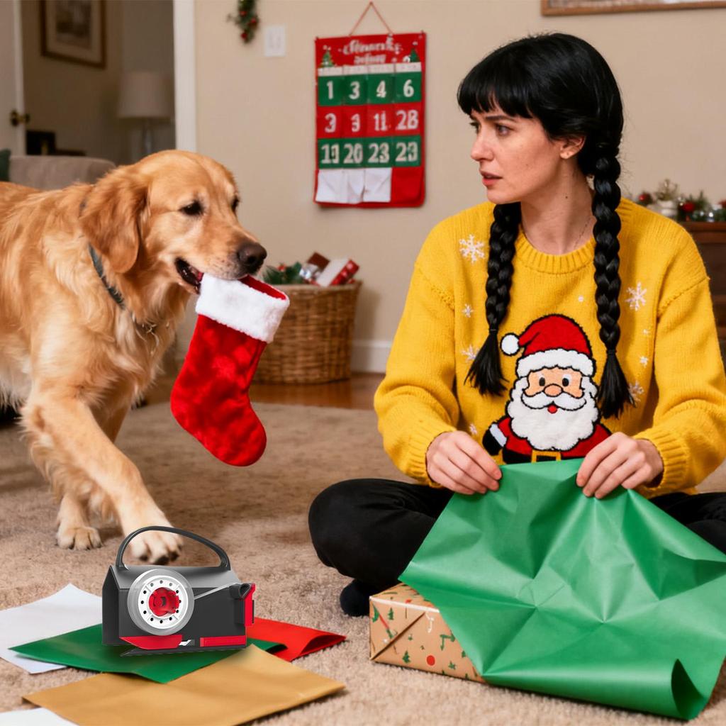 Paper Roll Cutter Roll Paper Cutter with Handle Christmas Wrapping Gadget for Student Teacher Sticker Package Film Mail