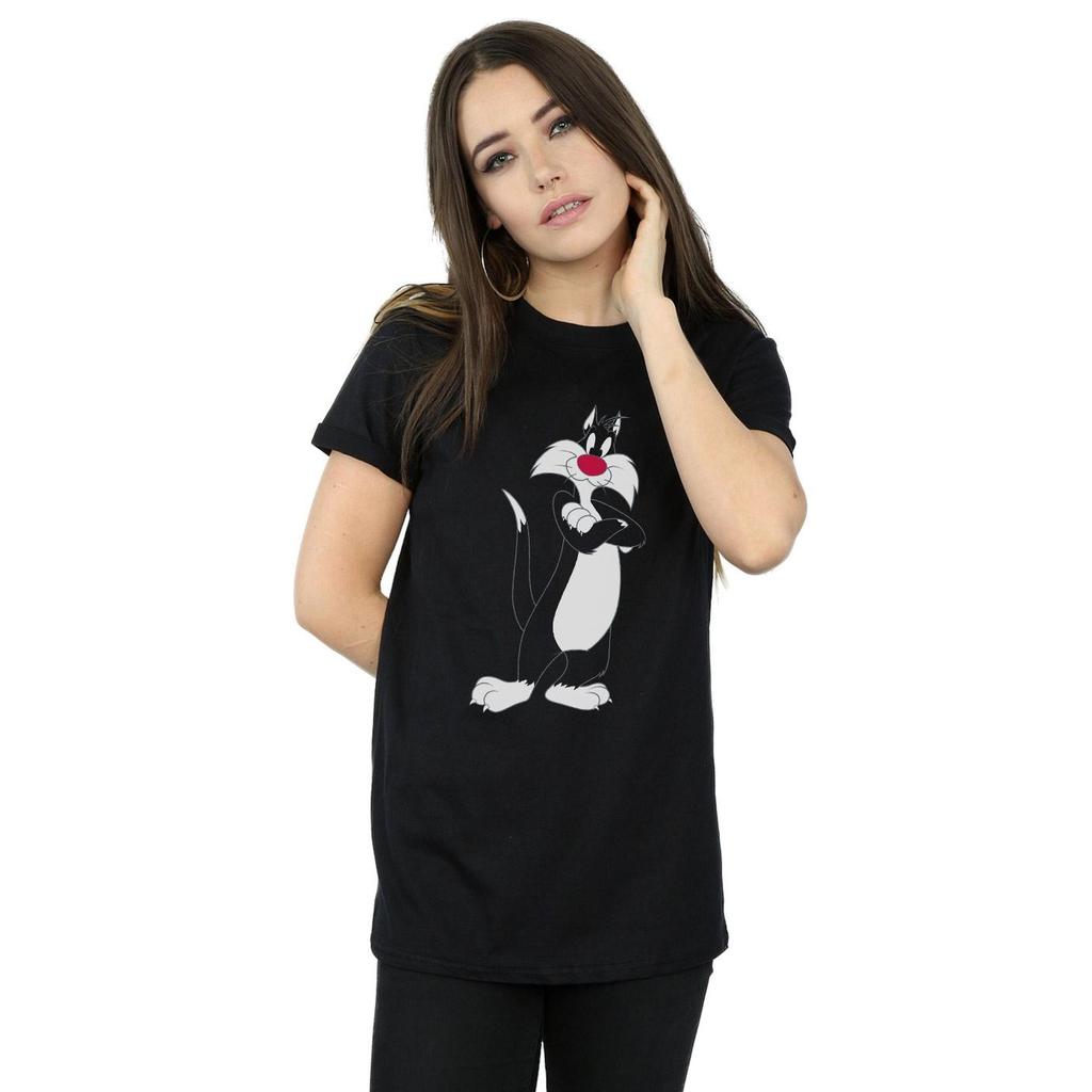 Looney Tunes Dámské/dámské tričko Sylvester Crossed Arms Cotton Boyfriend T-Shirt