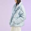Li Ning Sports Fashion Series Solid Color Warm Stand Collar Short Down Jacket Women Jacket Blue AYMR506-3