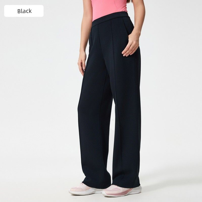 

2025 Spring and Summer New Exercise Casual Pants Female Loose Drooping Slimming Straight Pants Air Layer Nude Feel Loose Pants Black M (50.00 kg-57.50 kg