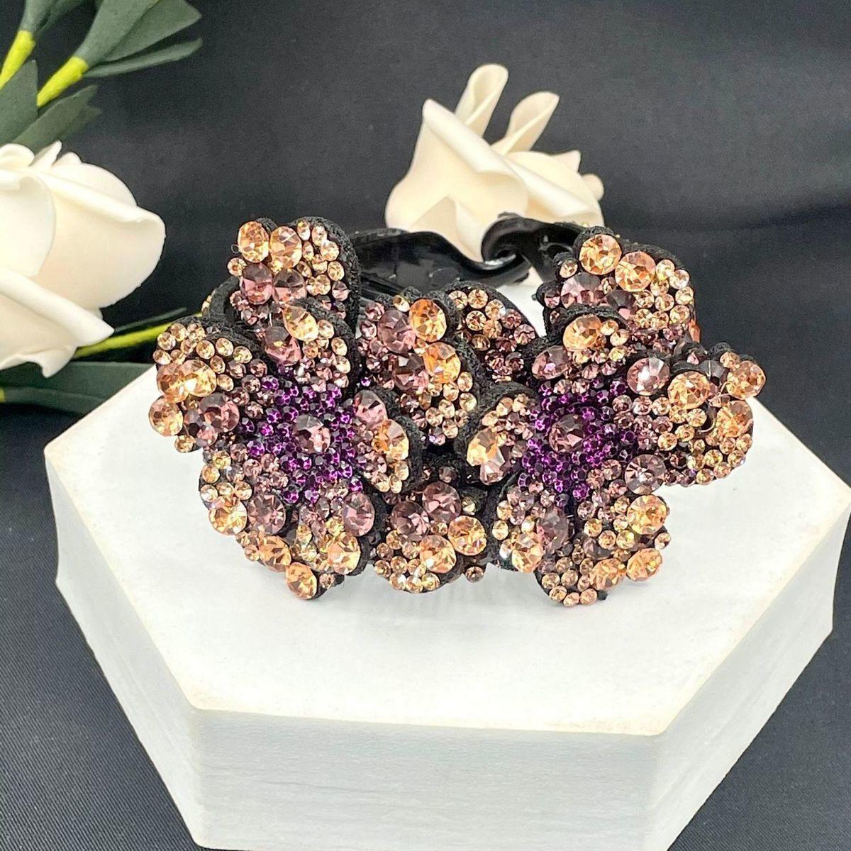 

1pc Rhinestone Flower Hair Claw Clip (Random Rhinestone Color), Vacation Outfits Woman