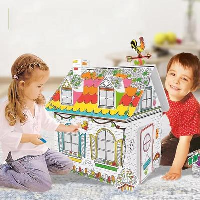 Cardboard House 1PCS Children's Toys Handmade Graffiti Model Early Education Educational Free Graffiti Teaching Aids