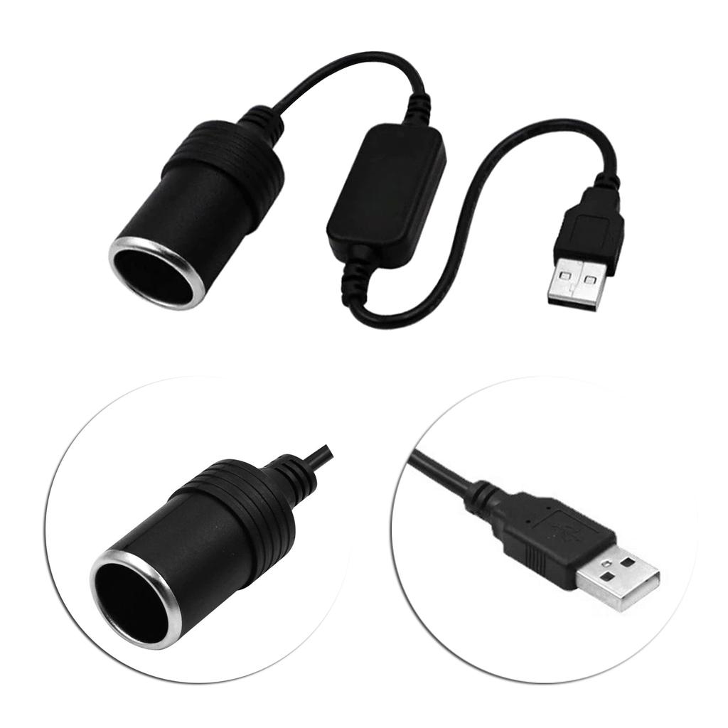 2pcs/set USB Boost Cable 5V Male To 12V Car Cigarette Lighter Socket Female Adapter Cord for Electronics Less Than 12W