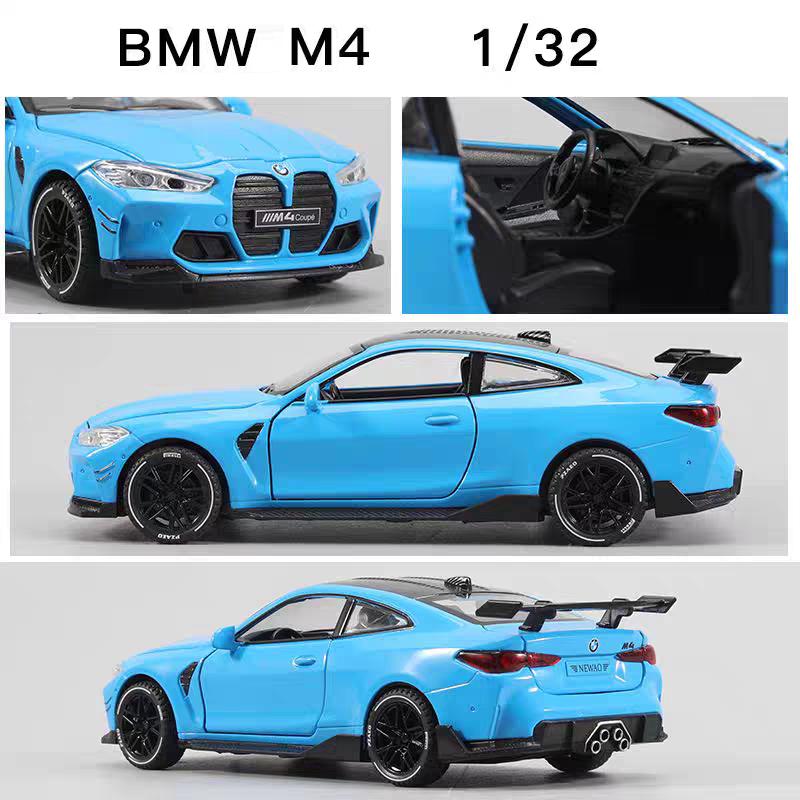 BMW M4 Coupe M Power Simulation Diecast & Toy Vehicles Sounds & Light Pull Back Car 1:32 Alloy Model Birthday Gifts