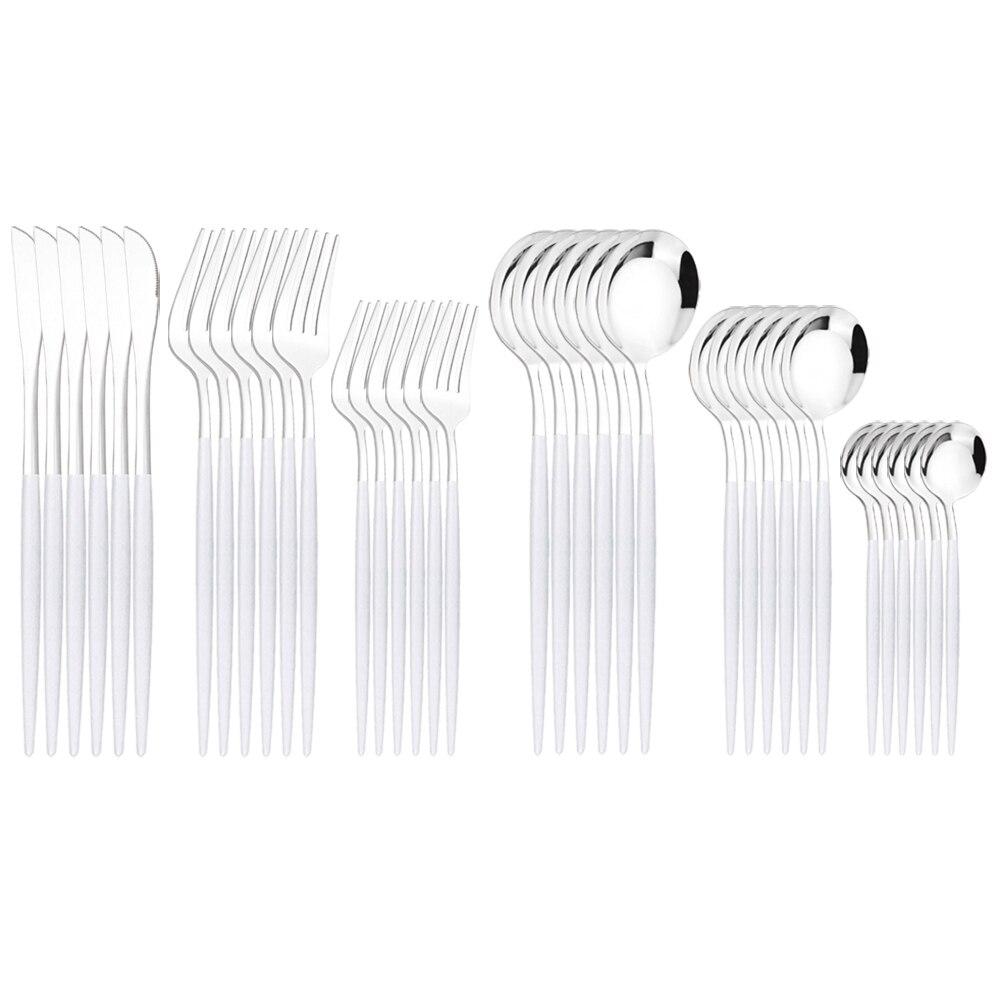 36Pcs Pink Gold Dinnerware Cutlery Set Western Knife Dessert Forks Spoon Flatware Stainless Steel Silverware Kitchen Tableware