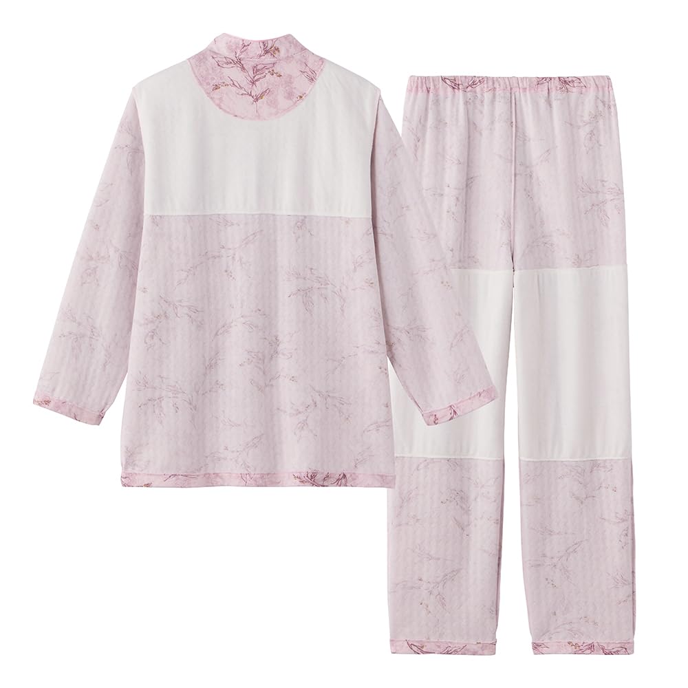 Gunze WARM PLUS Warm Long and Soft Soft Pink Women's Pajamas, Back, Sleeves, Pants, Quilted/Heat-Generating Quilt, (TG4045)