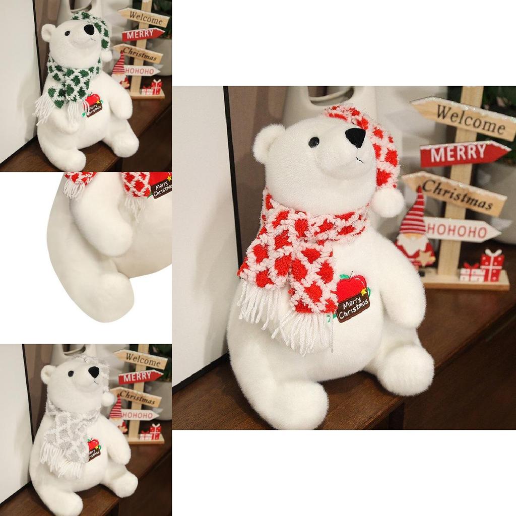 Adorable White Plush Polar Bear Toy With Cute Scarf Perfect For Kids Birthday Gifts And Decorations