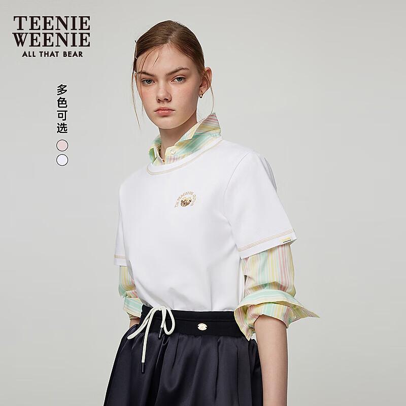 Teenie Weenie Women's Bear Embroidered Short Sleeve T-Shirt