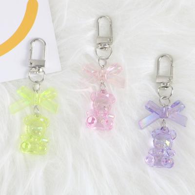 Multi-color Bag Decoration Resin Gummy Bear Keychain Candy Color Heart Cute Car Keyring Bow Transparent Lovely Bag Pendant Women