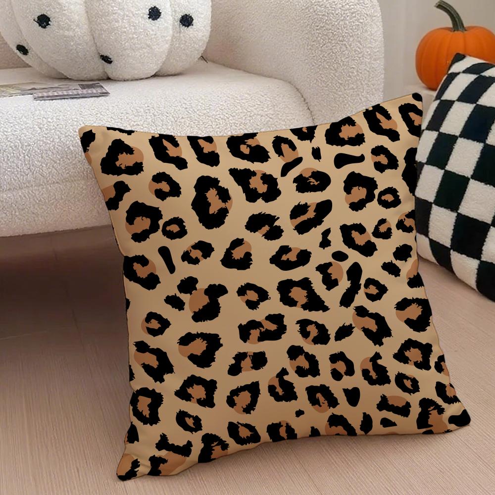 Trendy Fashion Art Leopard Print Texture Cushion Cover Throw Pillow Cover Hidden Button Durable Polyester Chair Cushion
