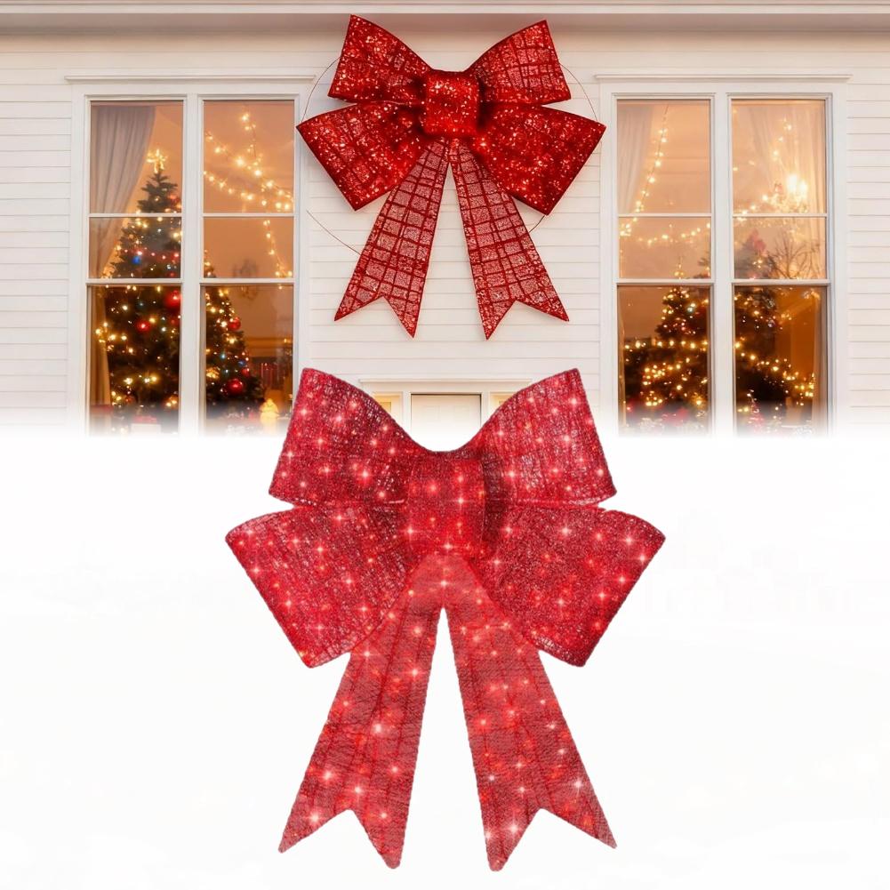 Vorgeleuchteter Weihnachts-Schleife Außen-LED-Schleife Feiertags-Garten-Schleife