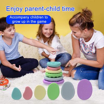 6/12Pcs Silicone Sensory Stone Toy Anxiety Stress Relief Portable Travel Calming Fidget Stone