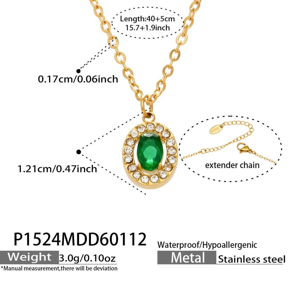 Douyin Trend Wassertropfen Strass Zirkon Anhänger Halskette & Ohrringe Damen Set, 18 Karat Vergoldeter Edelstahl.