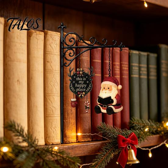 Resin Hanging Light for Bedroom 2PCS Christmas Bookshelf Lamp, Santa Claus Elk Snowman Decorative Holiday Night Light, Multi-Color Lighting