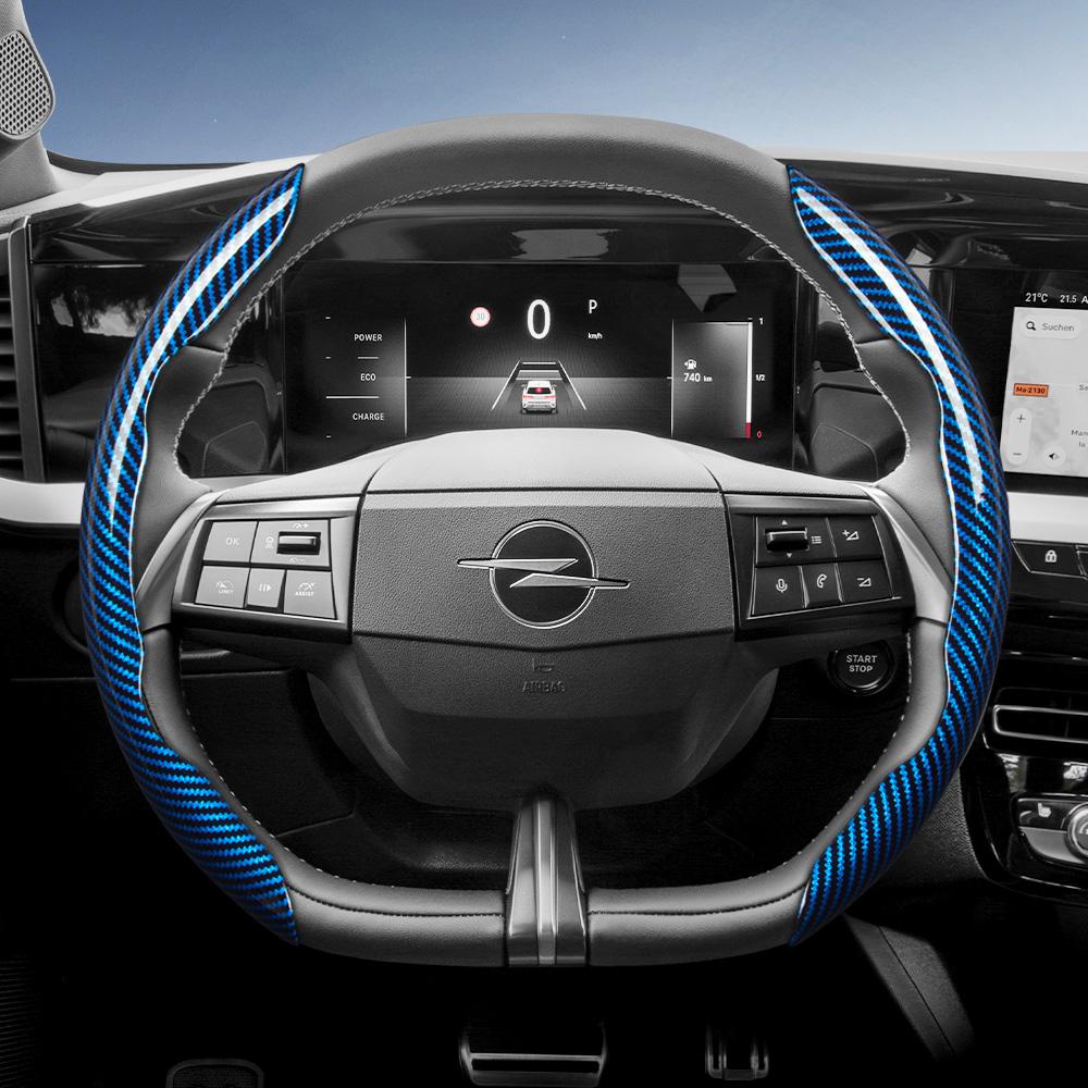 Geeignet für Opel Carbonfaser-Textur Lenkradabdeckung mit segmentiertem Schnellverschluss-Design, Langlebig, für Modelle wie Corsa, Mokka, Astra