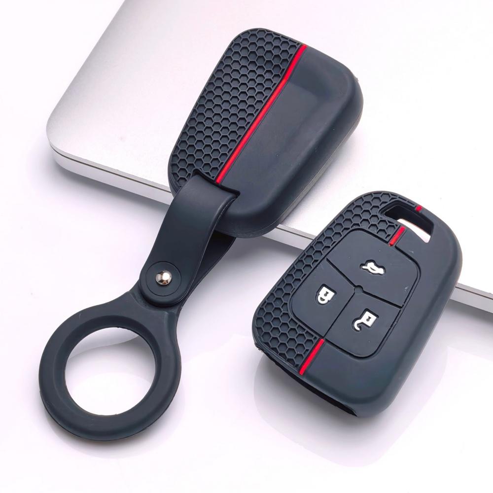 Silicone Key Fob Cover with Keychain for Chevrolet Cruze Aveo Orlando Captiva Spark for Opel Astra J Insignia Corsa D/E Antara Zafira Mokka, 3-button
