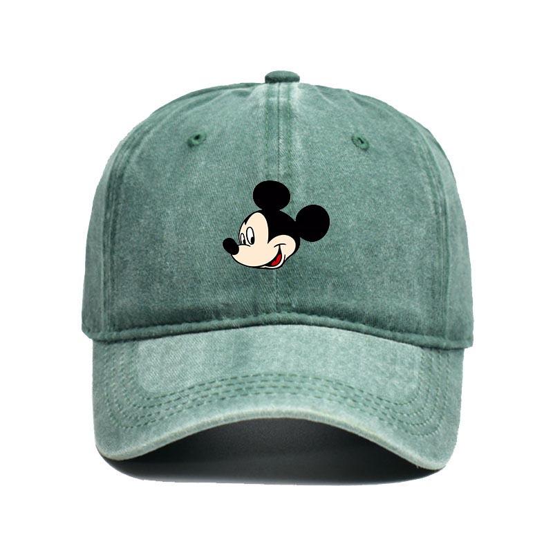 Retro Washed Mickey Mouse Print Baseball Cap Men Women Vintage Kpop Snapback Cap Adjustable Breathable Trucker Hat Sunscreen Hat
