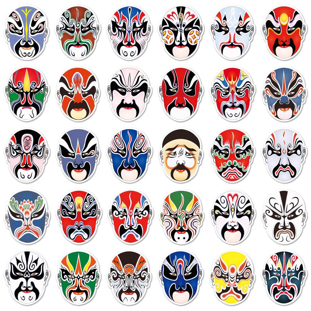 120-Piece Waterproof Chinese Opera Face Painting Phone Stickers and Decorative Storage Box