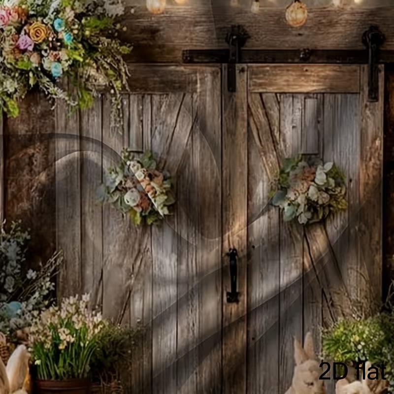 2D Rustic Easter Backdrop - Vintage Farmhouse Photography Background for Party
