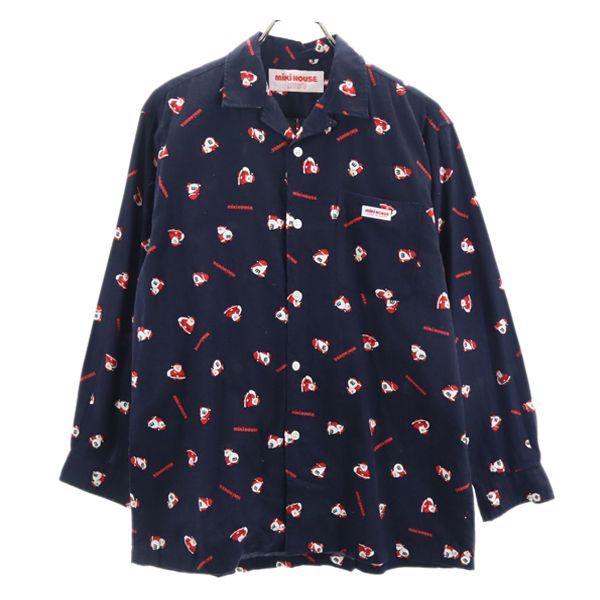 

mikihouse Santa Claus Long sleeve shirt M Navy blue Open collar Men s Used