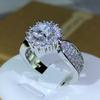 Newest Classic Many Prong Main White Zircon Ring  copper For Ladies Party Cookic Party Jewelry Gift