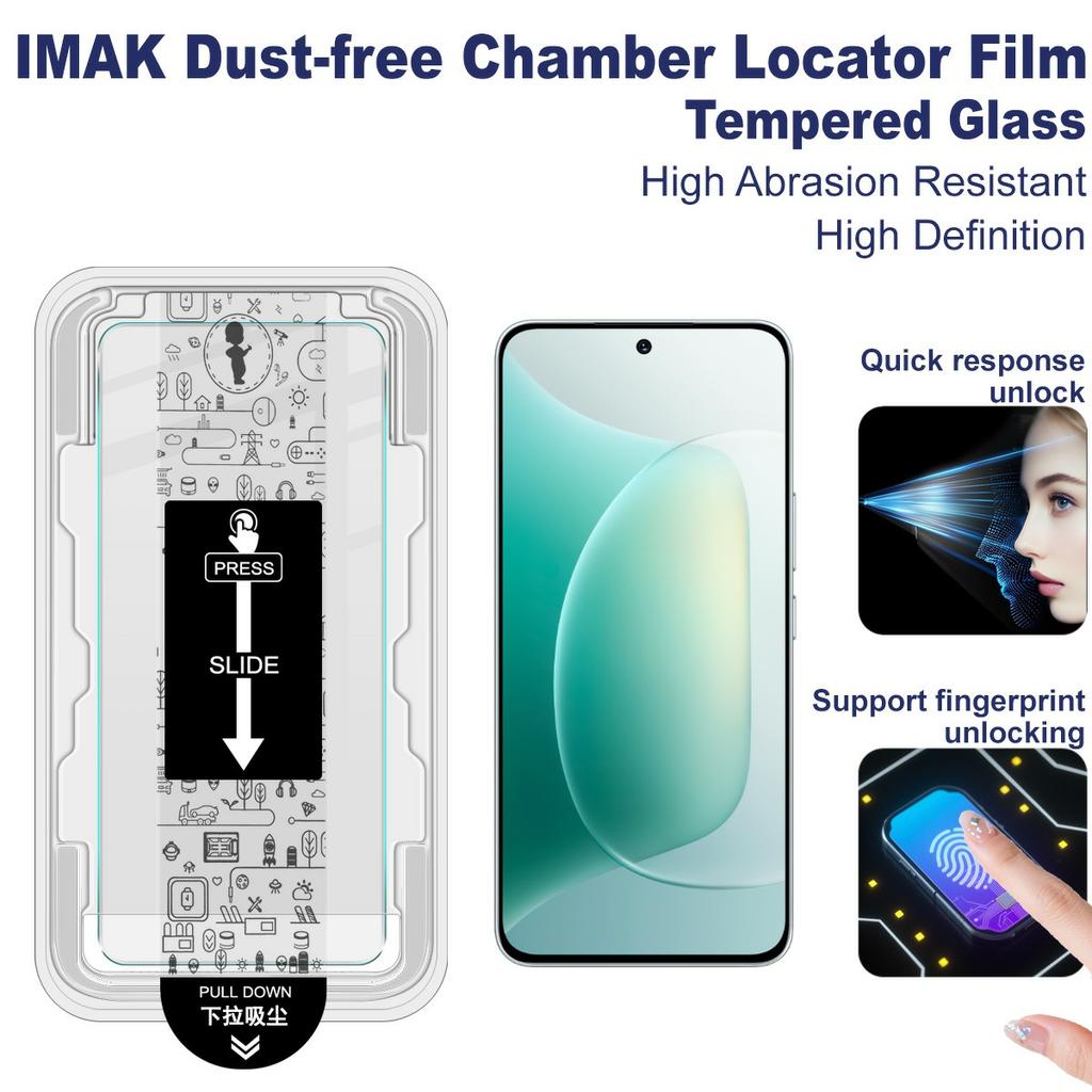 IMAK Seria H Dla Honor 300 Szkło Hartowane Ochraniacz Ekranu Folia Instalacyjna Bez Pyłu (Odblokuj odcisk palca)