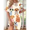 Damen Casual Cartoon Hund Print Kurzarm Nachthemd