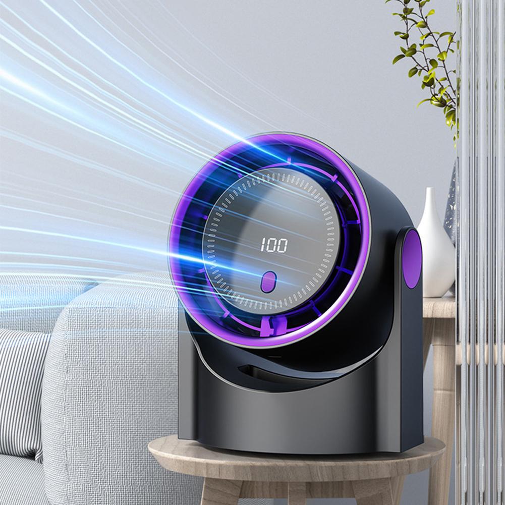 100 Level Desktop Cooling Fan USB Rechargeable High-Speed Circulating Fan Digital Display Electric Personal Fan for Home Office