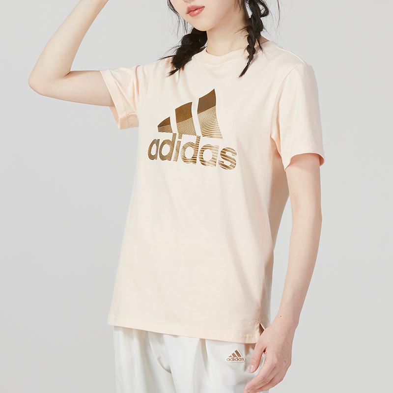 New Adidas T Shirt Women's Orange Pink HY2847