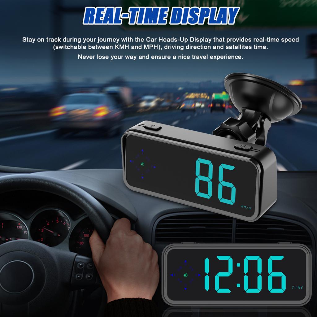 Auto Headup Display GPS Digital Tachometer KMH MPH umschaltbar mit bunter LED-Anzeige, Digital