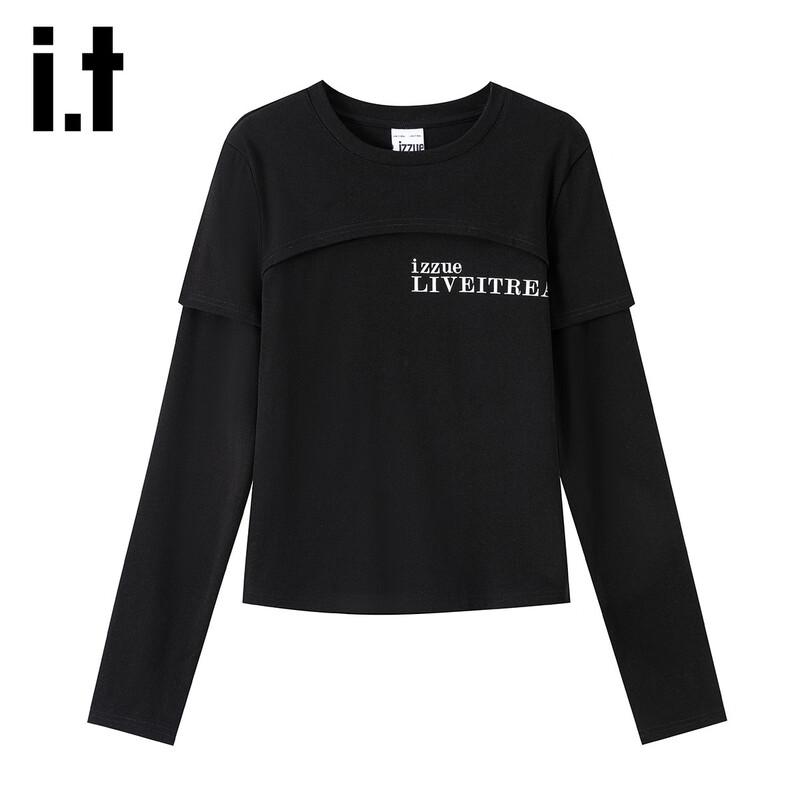 Izzue It Women s Faux Two-Piece Spliced Slim Fit Long Sleeve T-Shirt M