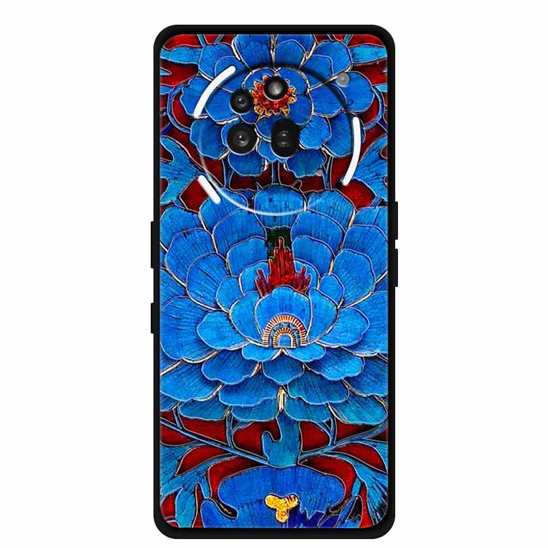 3D Prägehülle Für Nothing Phone 3A Pro Hülle 3 A Pro Hülle Blumen Schwarzes Silikon Weiche Rückabdeckung Für Nothing Phone3A Pro Hülle