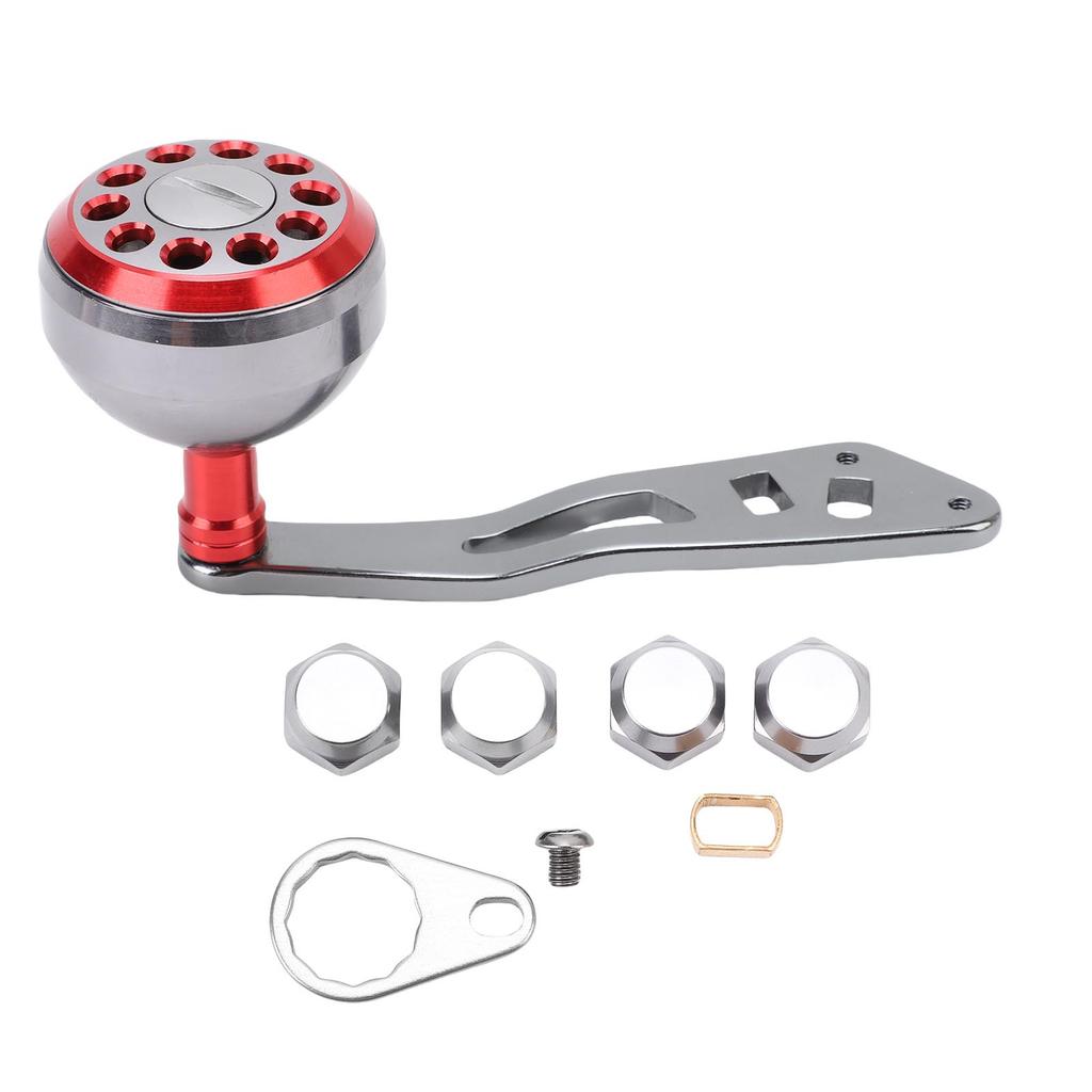 Fishing Reel Power Handle Aluminum Alloy Lightweight Ergonomic Baitcasting Reel Knob Handle Grip Red