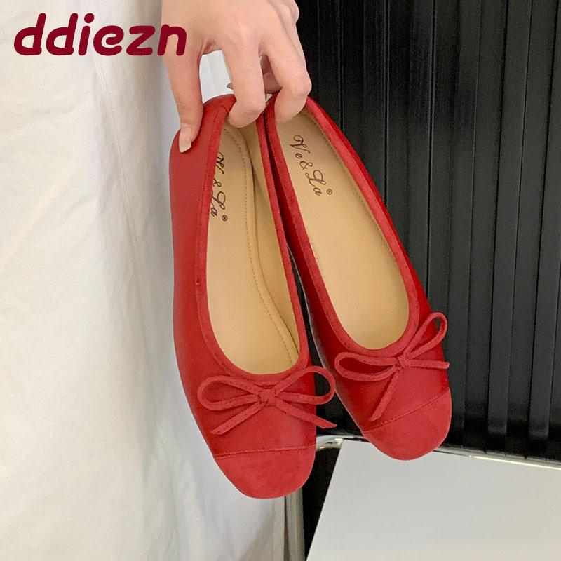 Móda 2025 Nová móda Dámské baleríny s mašlí Boty Dámské mělké Dámské baleríny Nazouvací boty se zvyšující podrážkou Obuv