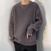 Men's Japanese Style Round Neck Sweater: Trendy, Solid Color, Warm, Loose Knit Base Layer for Autumn/Winter