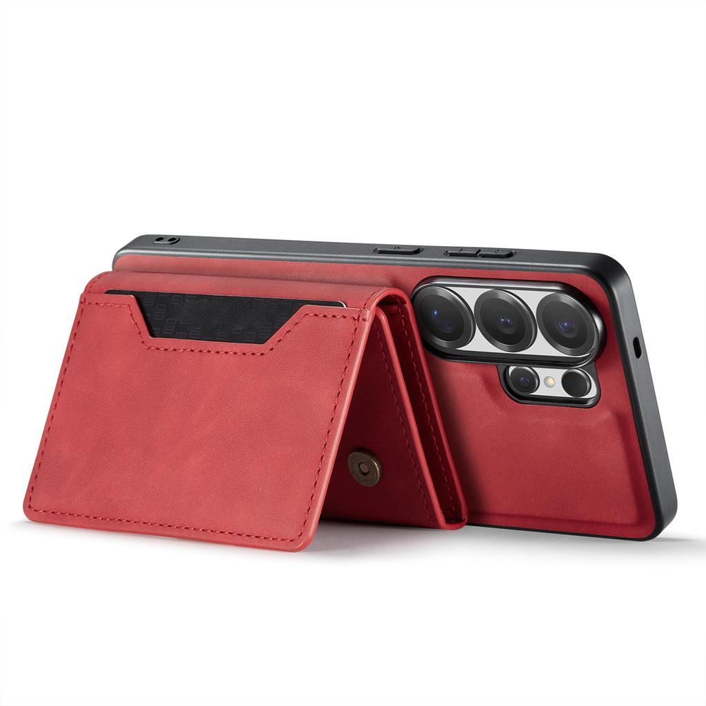 Phone Case Magnetic Detachable Wallet Card Holder Stand Cover Fit for Samsung S26 Series Red S26 Ultra