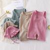 Tutina estiva per neonato in mussola con cappello in morbido cotone per bambina, ragazzo, vestiti senza maniche, pagliaccetto per bambini, abbigliamento per neonato