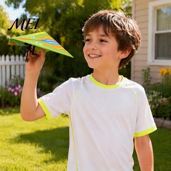 Indoor Outdoor Aircraft Toy Remote Control Paper Airplane Kit, with Gyro Stabilizer, Dual Propellers, DIY Electric 2.4G Glider RC Plane Set,