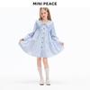 MINIPEACE Girls' Autumn College Style Lapel Shirt Dress