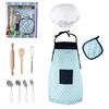 Kids Play Kitchen Set with Baking Apron - Pretend Cooking Utensils Toy for Toddlers - Realistic Chef Role Play Gift