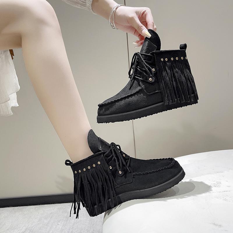 Damenstiefel Frühling und Herbst Mode Bequeme Stiefel Lässig Outdoor Runde Zehe Flache Stiefel Heiße Designerschuhe für Damen