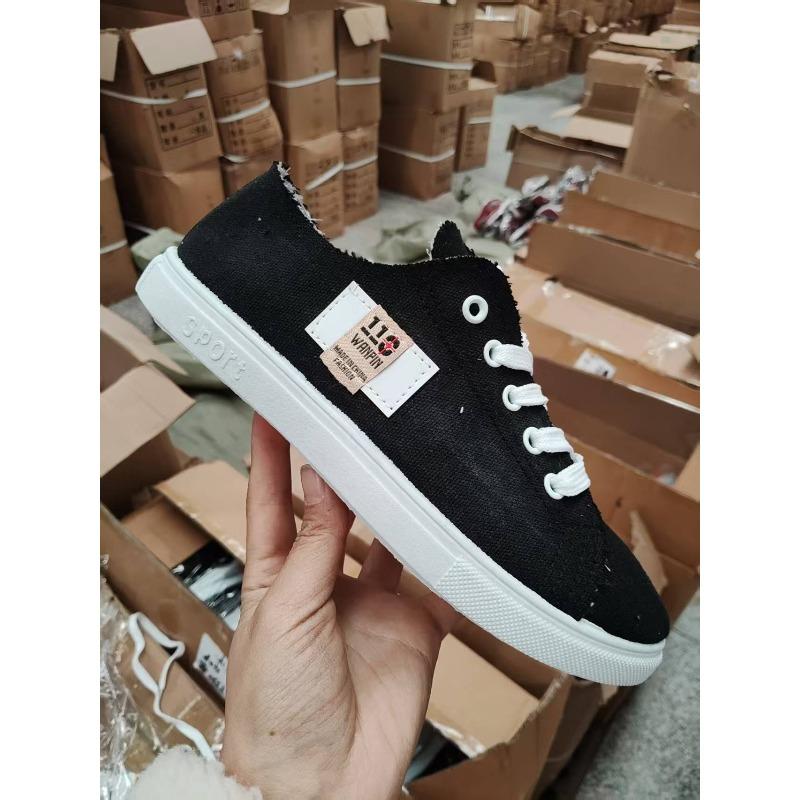 Canvas shoes female students spring new semi-drag lazy one pedal versatile breathable large size white shoes board shoes