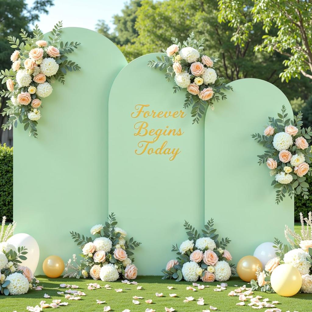 6ft/6.6ft/7.2ft Wedding Arch Cover Double Sided Spandex Fitted Fabric Arch Backdrop For Birthday Party Wedding Arch Decoration
