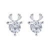 Banyan Tree S925 Silver Deer Antler Diamond Earrings - Korean Style Cute Elk Design for Women