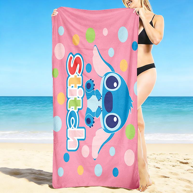 1Pc Stitch Adventure Polka Dots Beach Towel, Quick Dry, Multi-Use for Beach Pool Gym Yoga Home Travel, Christmas, Halloween, Xmas Gift M928603