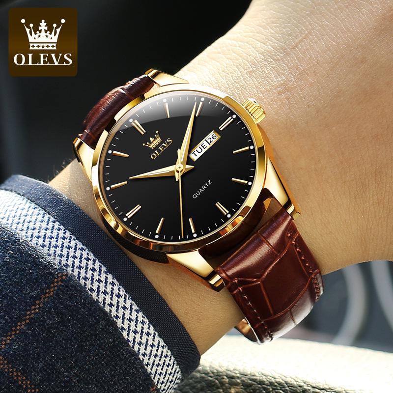 OLEVS Dual Calendar Waterproof Couple Women's Watch - Non-Mechanical
