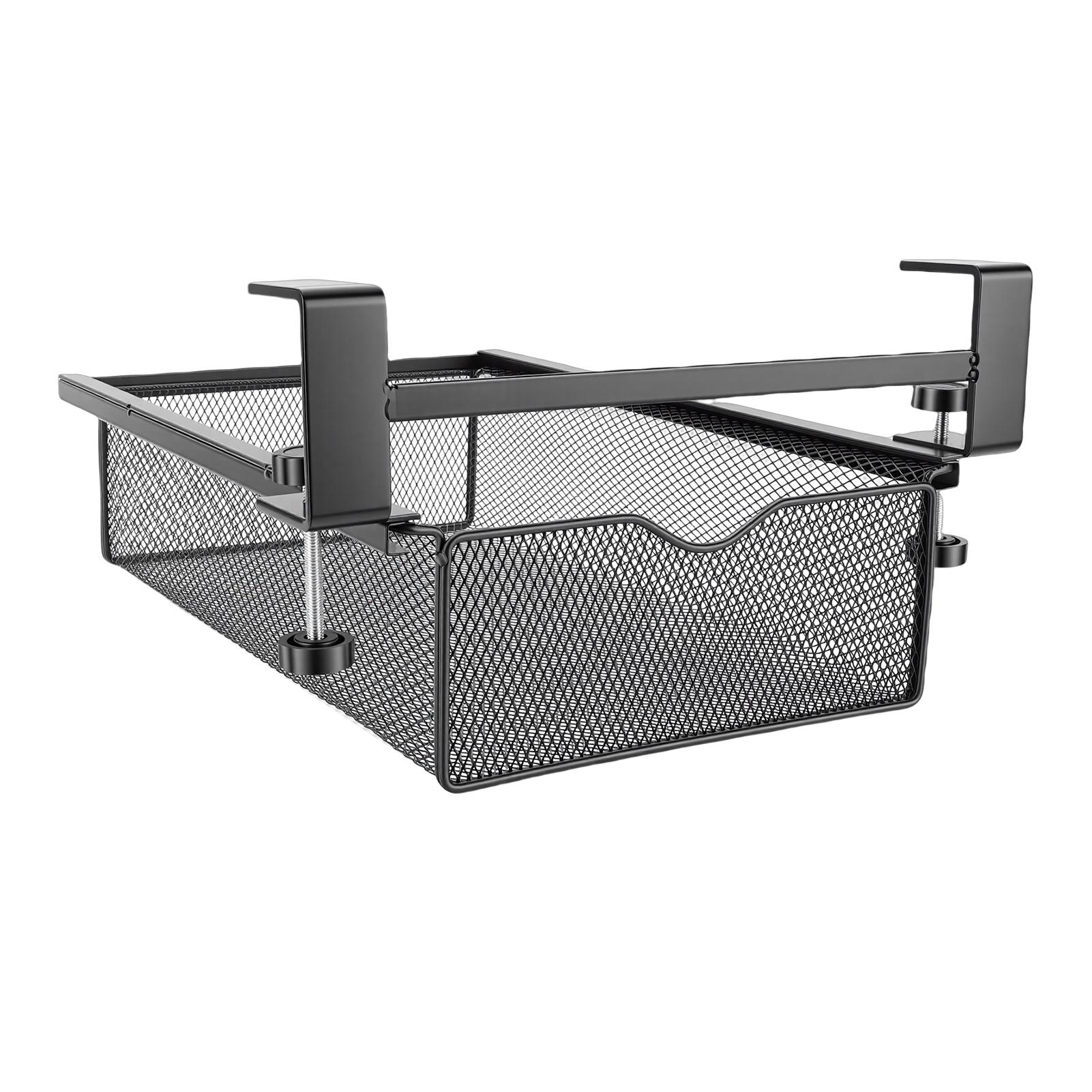 

Under Desk Drawer Organizer Hidden Metal Slide Out Under Table Storage Tray for Office Classroom Black Small No